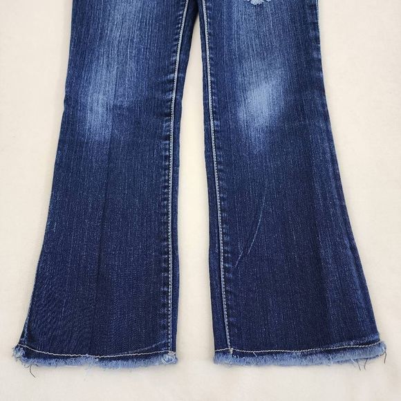 2.1 Denim Skinny Distressed Dark Washed Blue Jeans Women's Size 24 - Picture 6 of 9